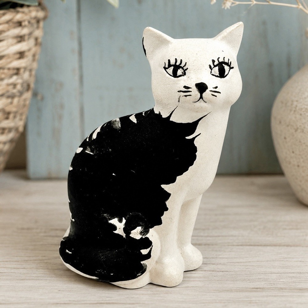 VTG 1990 Acoma Pueblo NM Alex Torivio Pottery Cat Figurine Signed Folk Art 2"